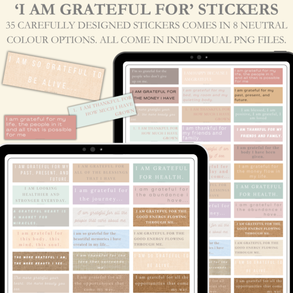 'I Am Grateful For' Digital Stickers